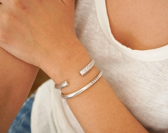 Open antique silver ethnic tribal cuff, stacking bracelet stack, minimal chunky hippie boho delicate minimalist, free people style, 5-7.5 in