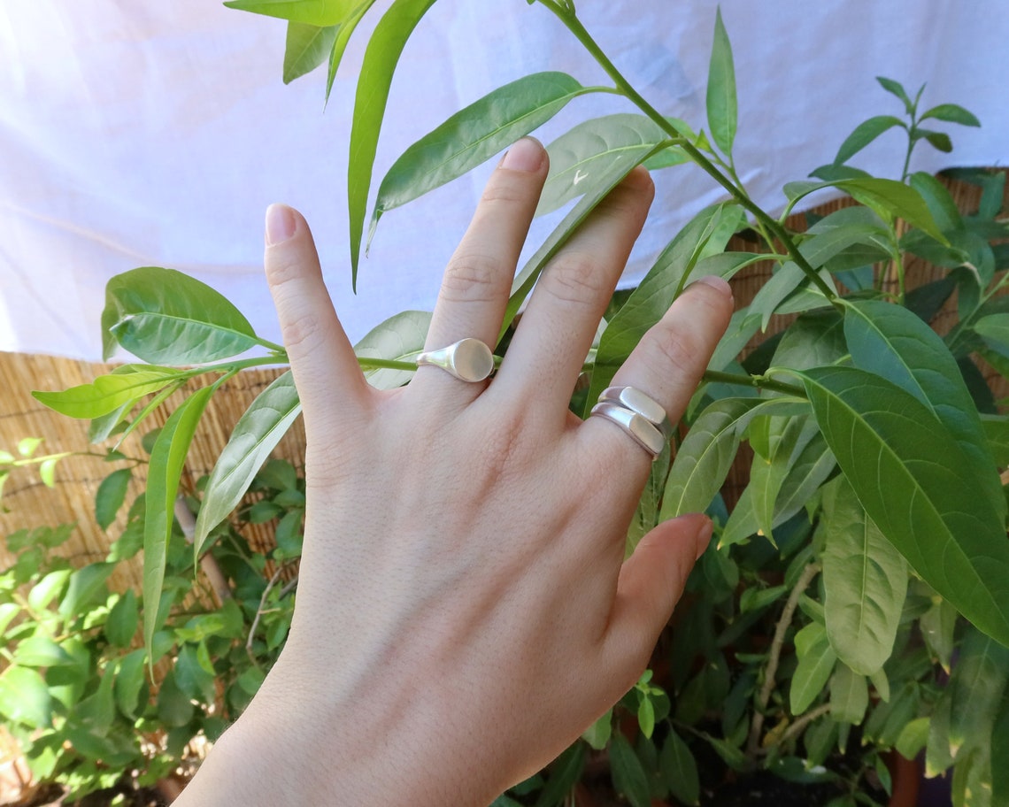 Antique Silver RECTANGLE Ring Dainty Geometric Etsy