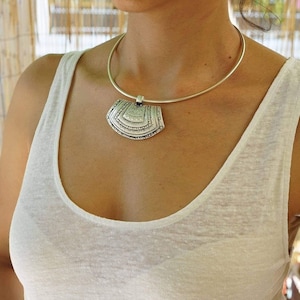 Silver berber tuareg statement collar torque necklace, african ethnic moroccan jewelry, tribal african, mother&#39;s day gift, gift for her