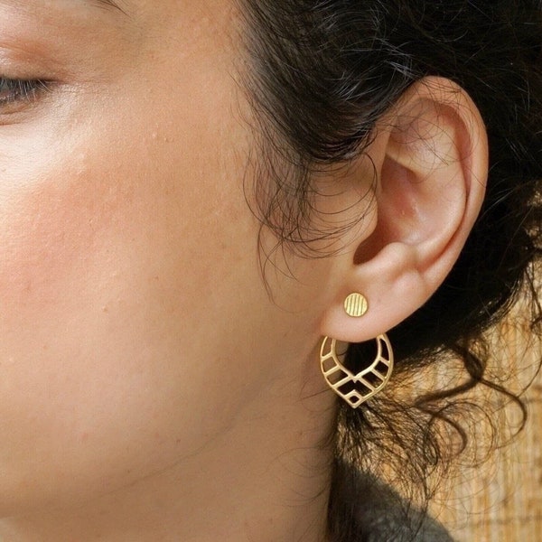 Cache-oreilles géométriques en forme de goutte d'or, boucles d'oreilles minimalistes, rock filaire, clous de barre, cadeau de boucles d'oreilles bohème pour elle