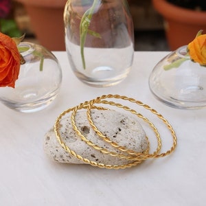 Gold dainty braided bangle, minimalist gold wire braid stacking bracelet, geometric dainty hippie boho delicate minimalist, free people image 2