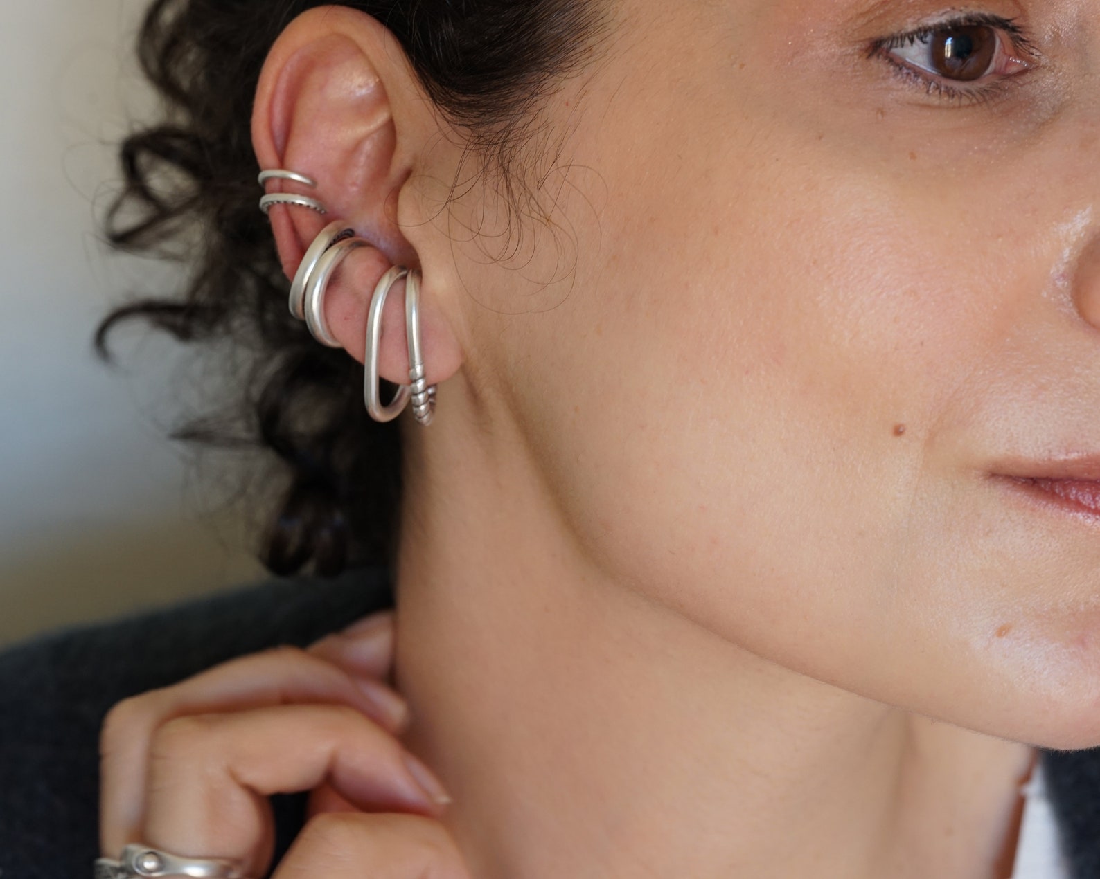 Single Antique Silver Long Lobe Hugger Earring Twisted Rope - Etsy