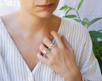 Antieke zilveren wrap boomtakken ring, sierlijke boho signet ring, kleine minimaal verstelbare gelaagdheid ring, dunne stapelbare minimalistische ring