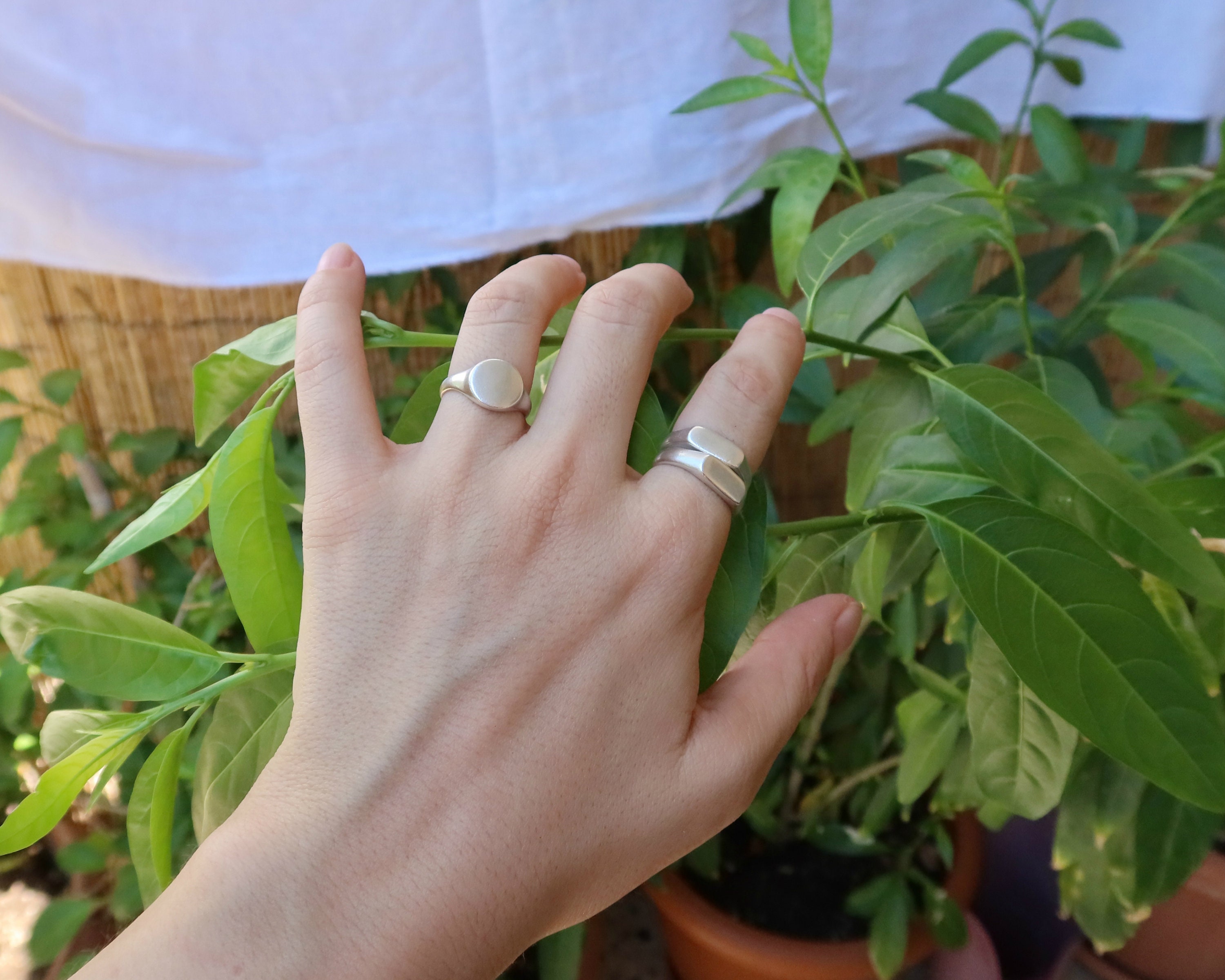 Antique Silver RECTANGLE Ring Dainty Geometric Etsy