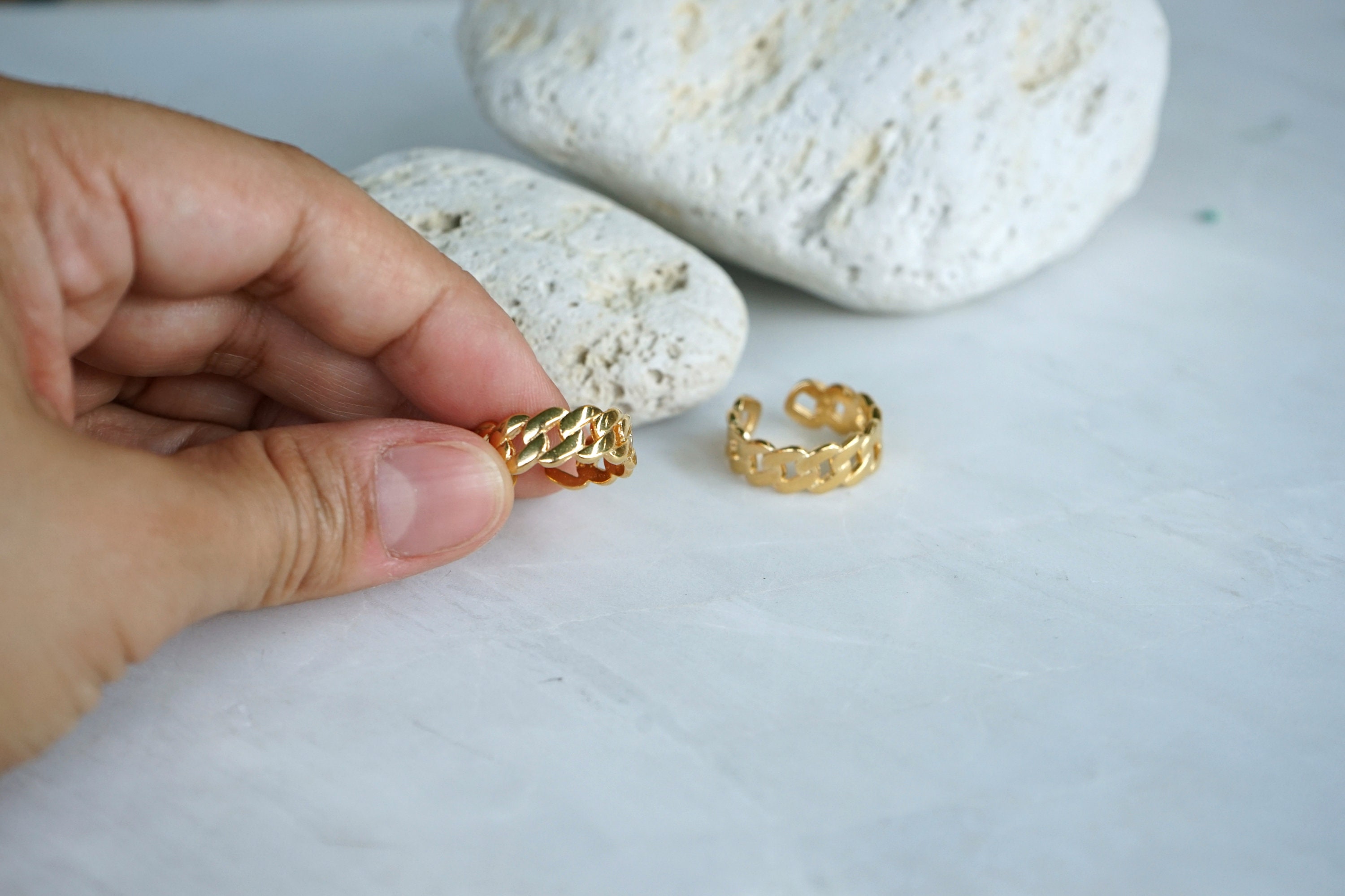 Two balls open adjustable gold ring, Double Ball Ring, Simple tiny