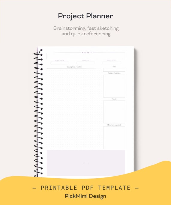 Sewing Journal Planner Pages For Binder Fashion Sketchbook Printable Sewing Project Planner Pages A4 A5 Letter Half