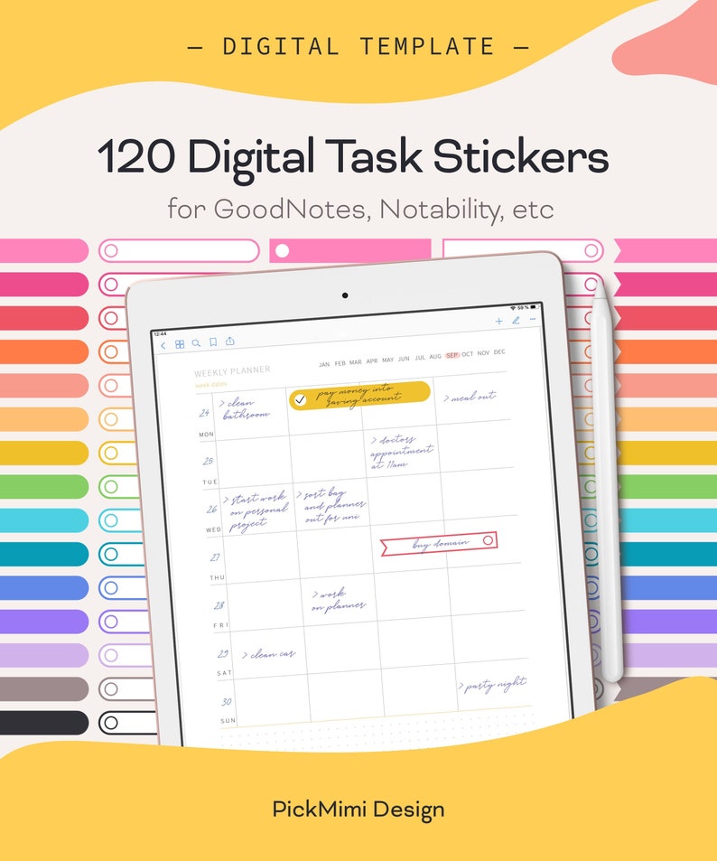 Digital Checkable Task Stickers for GoodNotes Notability / To Etsy