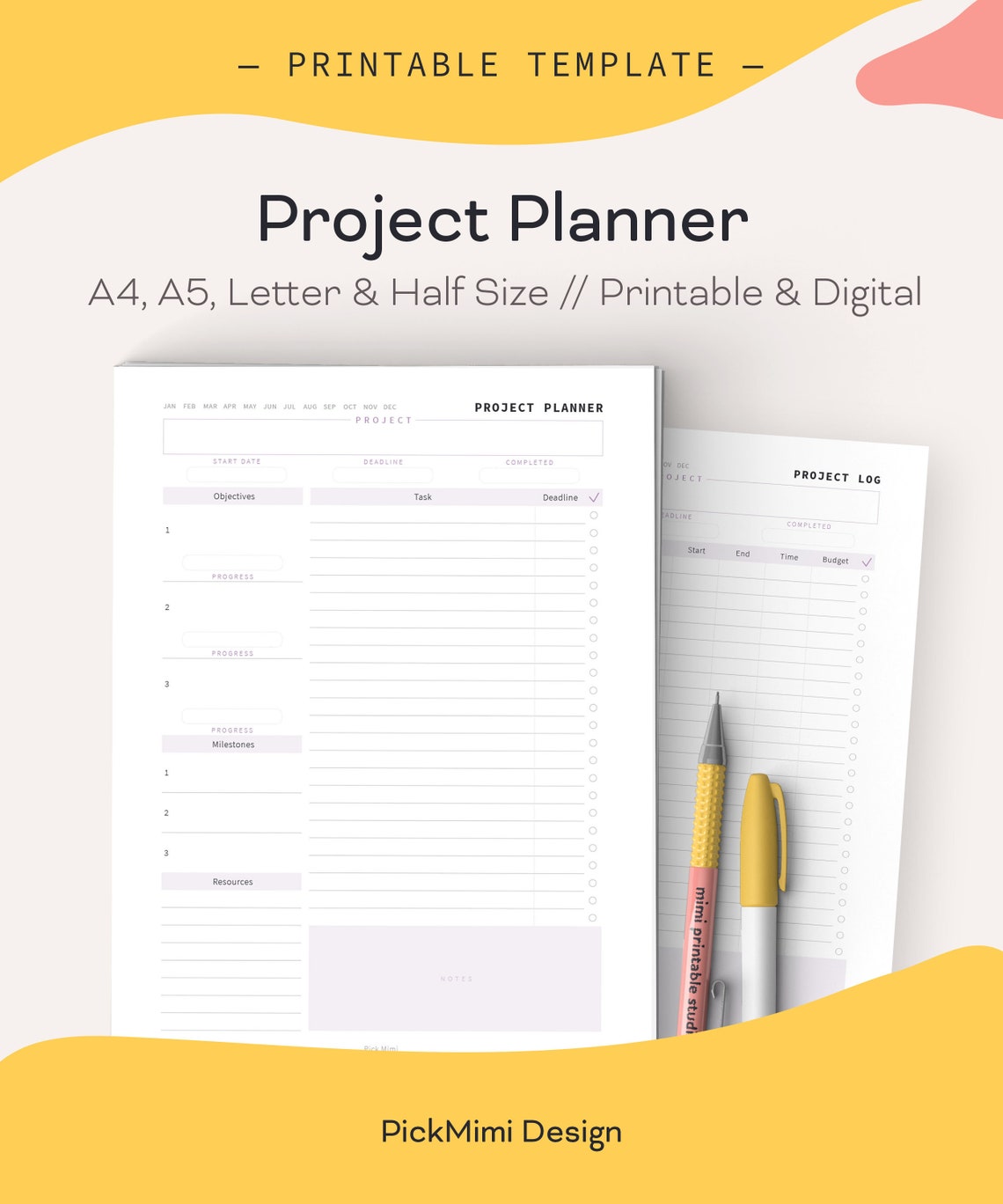 Project Planner Printable for Binder / Project Management / | Etsy