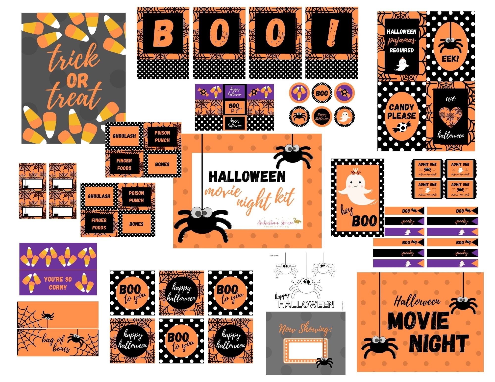 Halloween Movie Night Printable Kit INSTANT DOWNLOAD - Etsy