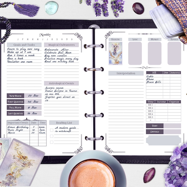 All in One Magical life Planner, Witchy Planner, A5, Undated, Astrology Planner, Tarot Planner, Moon Planner, Witchcraft Planner