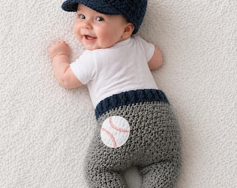 Baby, New York Yankees hat and pant set with baseball appliqué. Baseball bat optional.