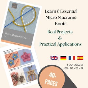 Micro Macrame Knots and Practical Applications PDF Guide (English, Deutsch, Español, Française)