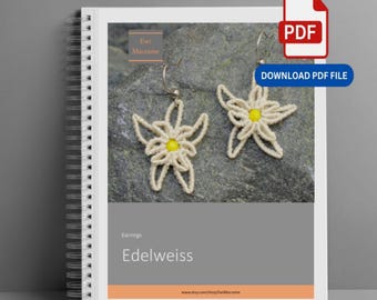 Edelweiss Flower Micro Macrame Tutorial: Alpine DIY Earring Pattern (PDF Digital Download)