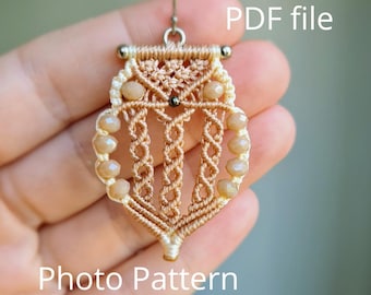 Patrón de micro macramé de búho: Tutorial de joyería DIY (Descarga PDF, más de 200 fotos)