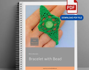 DIY Macrame Bracelet Pattern – Adjustable Knot Design with Bead, Natural Gemstone Jewelry PDF Tutorial