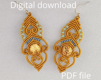 Knots, pattern and video transcript, PDF file with additional resources for DIY video tutorial from EwiMacrame YouTube channel, Chic earring