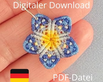 Mikro-Makramee Blume Anleitung: Foto- & Video-DIY (PDF-Download) DE-Version