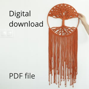 Macrame Tree of Life Tutorial: DIY Wall Decor PDF Pattern (35cm Circle, 80cm Length)