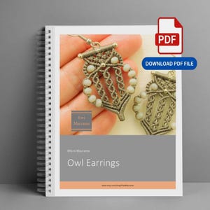 Patrón de micromacramé de búho: Tutorial para crear joyas (Descarga en PDF, más de 200 fotos)