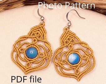 Patrón de joyería de micromacramé en PDF: más de 200 fotos paso a paso, tutorial de pendientes DIY fácil de seguir