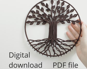 DIY Macrame Tree Wall Decor Tutorial - 4 PDF files Download, over 300 pictures