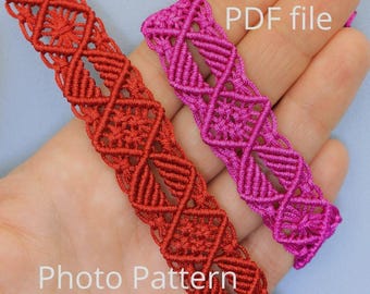 Patrón de marcapáginas para pulsera de macramé: joyería de micro macramé (descarga digital en PDF)