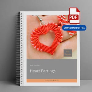 Patron PDF facile à réaliser pour des boucles d'oreilles cœur en micro macramé, tutoriel de bijoux de Saint-Valentin à faire soi-même