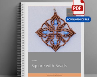DIY Micro Macrame Boho Square with Beads Tutorial - PDF Digital Download, over 100 pictures