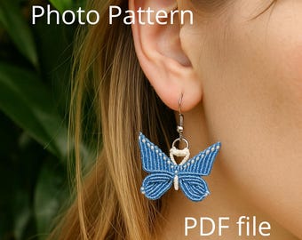 Tutorial de mariposa de micromacramé: Proyecto de joyería y arte DIY (Patrón en PDF)