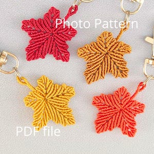 Fall Ahornblatt DIY Mikro Makramee Muster - PDF Anleitung, Digital Download mit 200+ Bildern, Handgemachter Schmuckführer