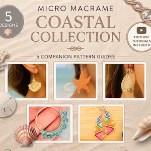 Micro Macrame Coastal Jewelry Bundle | 5 Printable Companion Guides for YouTube Tutorials (PDF Download)