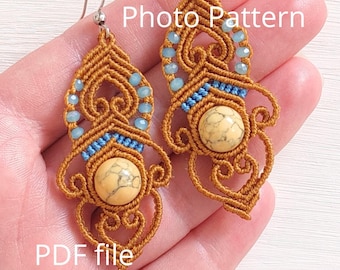 Tutorial de pendientes de macramé boho chic: foto y vídeo (descarga PDF)