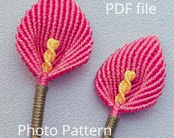Tutorial de flor de micro macramé DIY - Descarga digital en PDF, más de 200 imágenes, Flor de cala