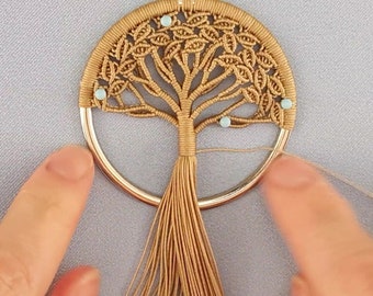 Micro Macrame Tree of Life Pendant Tutorial, 6 Cm Circle
