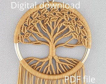 Micro macrame Tree of Life pendant tutorial, PDF file with additional resources for DIY video from EwiMacrame YouTube channel