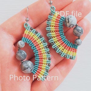 DIY Rainbow Earrings Tutorial: Micro Macrame Beaded Jewelry (PDF Download)