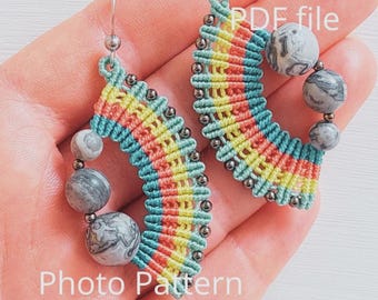 DIY Rainbow Earrings Tutorial: Micro Macrame Beaded Jewelry (PDF Download)