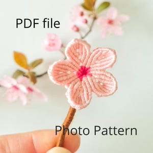 DIY 桜、マイクロマクラメフラワーのチュートリアル - PDF デジタルダウンロード、150 枚以上の写真