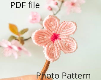 Tutorial de flor de cerezo Sakura DIY, micro macramé - Descarga digital en PDF, más de 150 imágenes