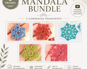 Micro Macrame Mandala Bundle | 5 Printable Companion Guides for YouTube Tutorials (PDF Download)