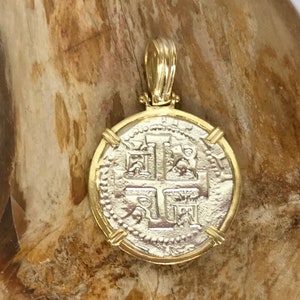 ATOCHA Coin Pendant 14K Gold Overlay Design Era 1600-1700 Sunken Treasure Shipwreck Coin Jewelry