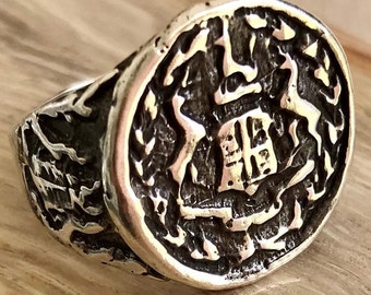 Ladies Sterling Silver Nautical Shipwreck Treasure Stack Ring with Replica Pirate Coin Designed and Handcrafted by Florida Artist