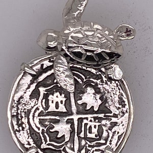 ATOCHA Coin Turtle Pendant Sterling Sea life Sunken Treasure Shipwreck Jewelry