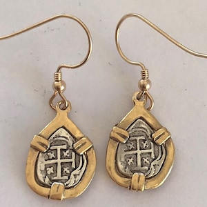 ATOCHA Coin Earrings GP 925 Sterling Silver Hooks Sunken Treasure Jewelry