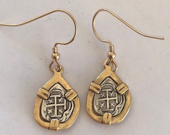 ATOCHA Coin Earrings GP 925 Sterling Silver Hooks Sunken Treasure Jewelry