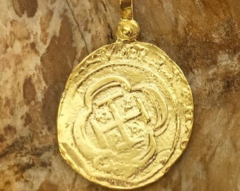 ATOCHA Coin Pendant GP over Sterling Silver 4 Reale Coin