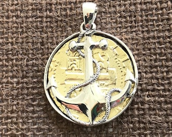 Atocha Era Coin Pendant Sterling Silver Gold Overlay Coin