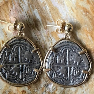 Atocha Coin Earrings 14K Ladies Sunken Treasure Shipwreck Jewelry