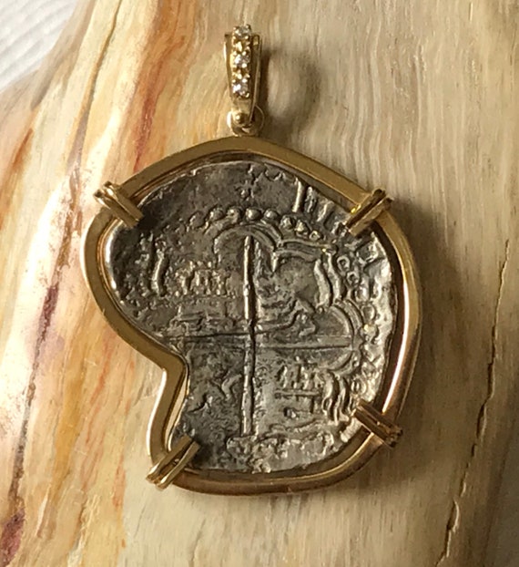 ATOCHA Coin Dolphin Pendant 925 Sterling Gold Overlay Sunken Treasure Jewelry
