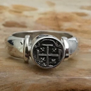 ATOCHA Coin Ring Sterling Silver Bezel Set Sunken Treasure Shipwreck Jewelry Ladies Mens